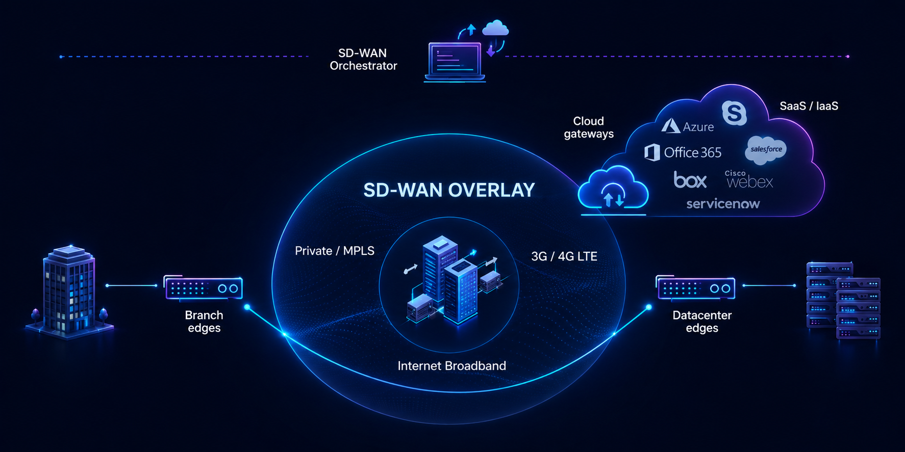 Diagrama de arquitectura SD-WAN