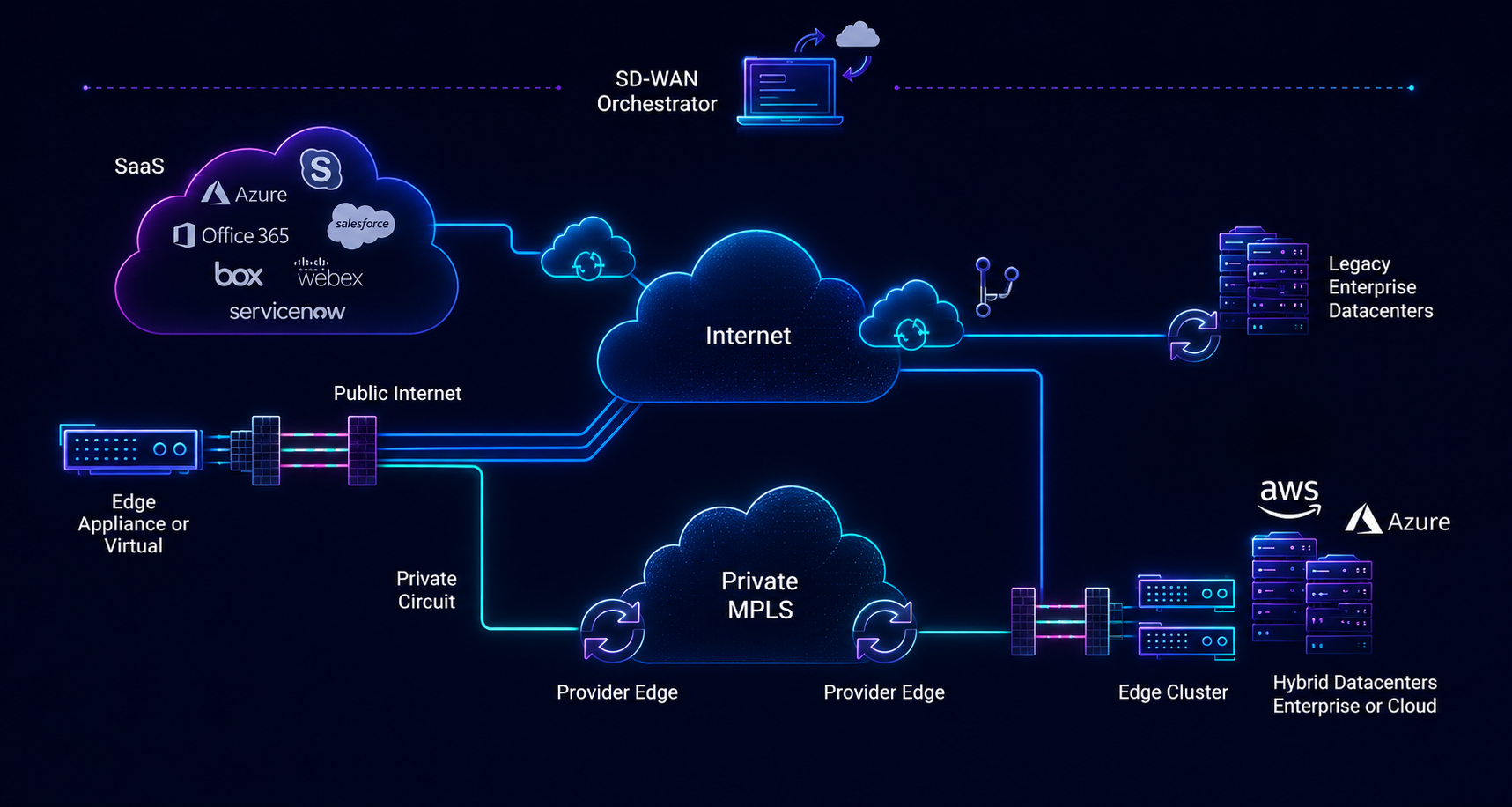 Diagrama de ecosistema SD-WAN